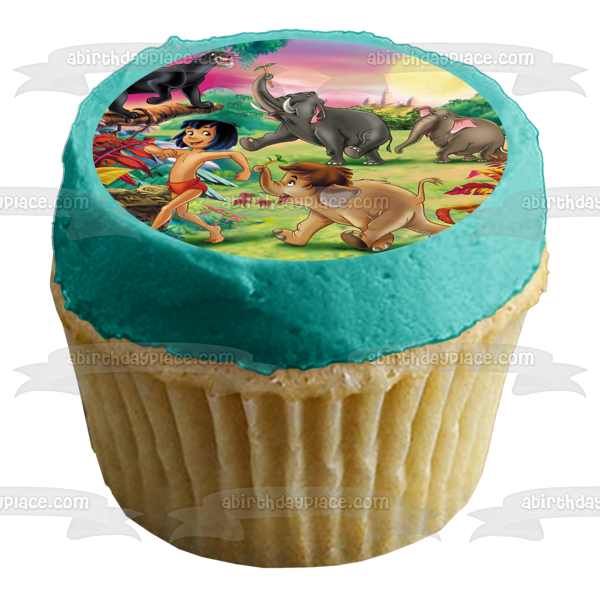 Disney the Jungle Book Mowgli Baloo Kaa Sheer Khan Bagheera Winifred Colonel Hathi Hathi Jr. Edible Cake Topper Image ABPID09209