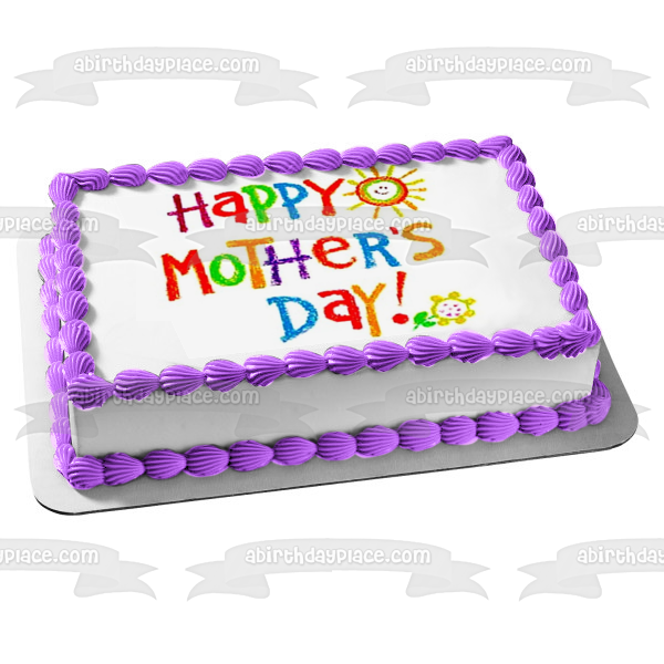 Happy Mother's Day Children's Art Edible Cake Topper Image ABPID53804