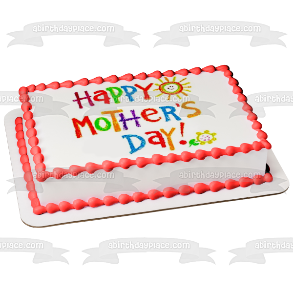 Happy Mother's Day Children's Art Edible Cake Topper Image ABPID53804