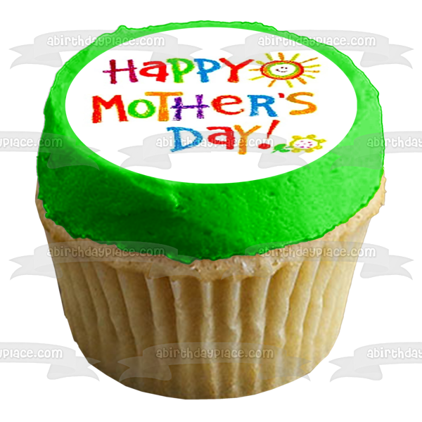 Happy Mother's Day Children's Art Edible Cake Topper Image ABPID53804