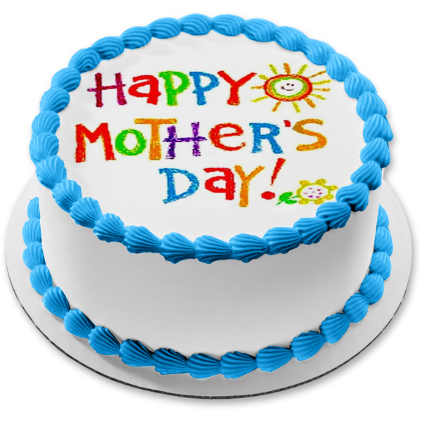 Happy Mother's Day Children's Art Edible Cake Topper Image ABPID53804