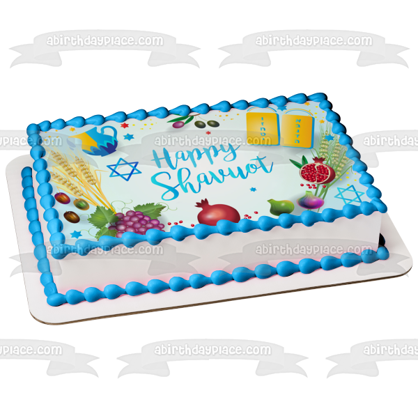 Happy Shavuot Star of David Fruits Edible Cake Topper Image ABPID53821