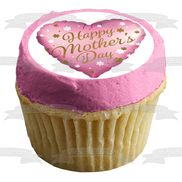 Happy Mother's Day Balloon Flowers Edible Cake Topper Image ABPID51269