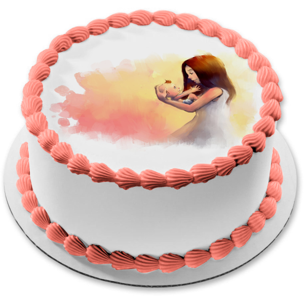 Happy Mother's Day Mother and Baby Edible Cake Topper Image ABPID53808