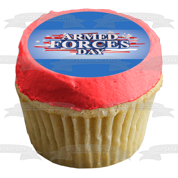 Armed Forces Day Red White and Blue Edible Cake Topper Image ABPID53834
