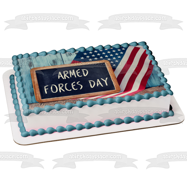 Armed Forces Day American Flag Edible Cake Topper Image ABPID53836