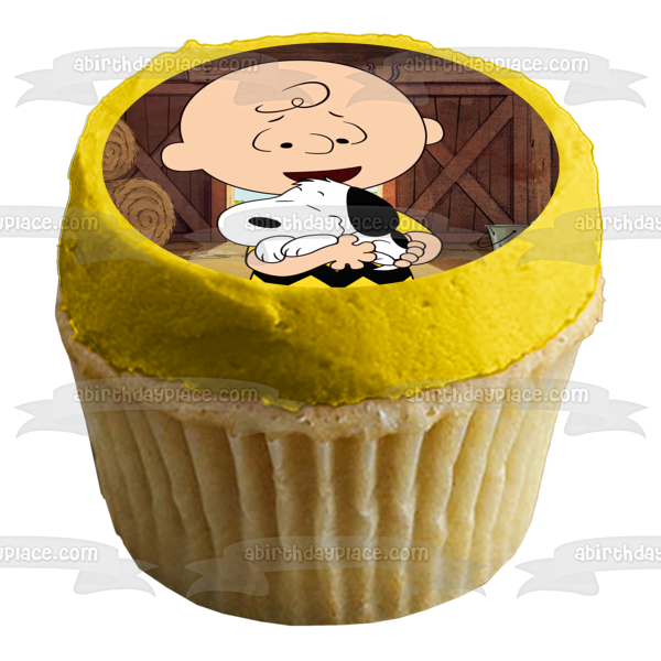 The Snoopy Show Snoopy Hugging Charlie Brown Edible Cake Topper Image ABPID53877