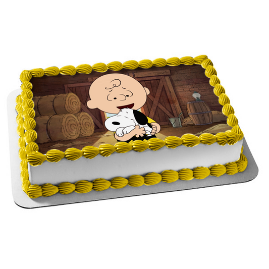 The Snoopy Show Snoopy Hugging Charlie Brown Edible Cake Topper Image ABPID53877