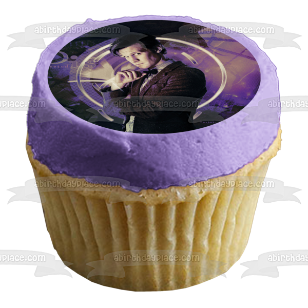 Doctor Who Disconnected Purple and Black Background Edible Cake Topper Image ABPID09235