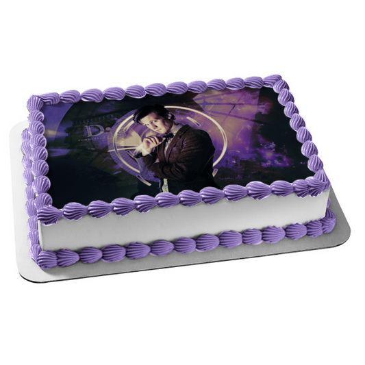 Doctor Who Disconnected Purple and Black Background Edible Cake Topper Image ABPID09235