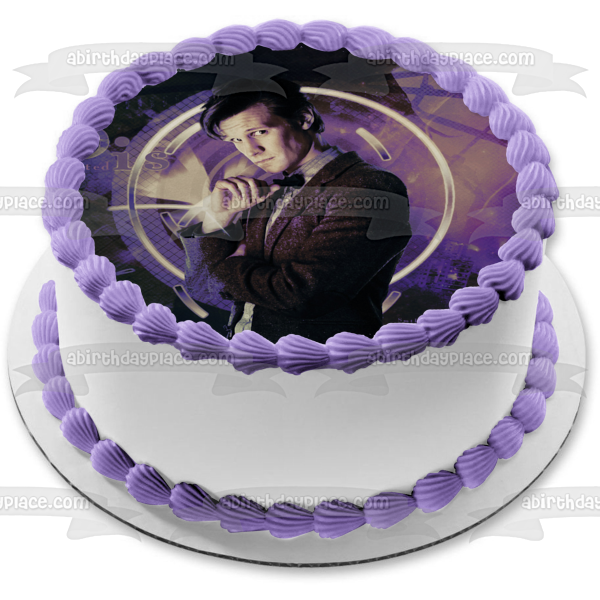 Doctor Who Disconnected Purple and Black Background Edible Cake Topper Image ABPID09235