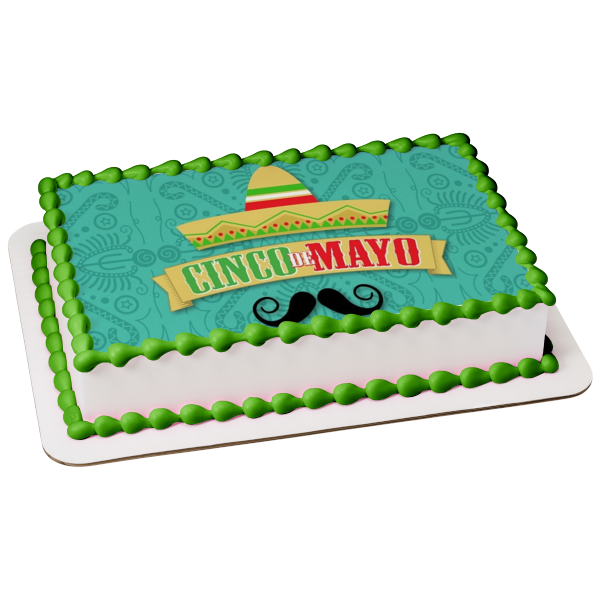 Cinco De Mayo Sombrero Mustache Edible Cake Topper Image ABPID53799