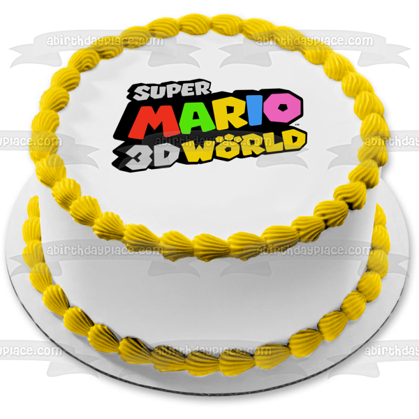 Super Mario 3D World Logo Edible Cake Topper Image ABPID53944