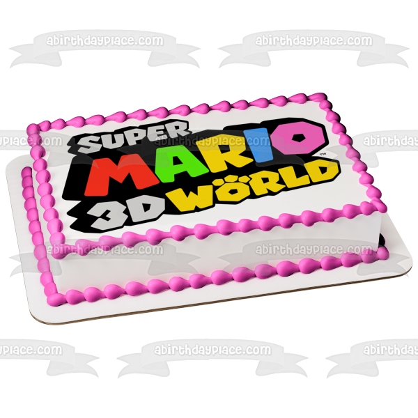 Super Mario 3D World Logo Edible Cake Topper Image ABPID53944
