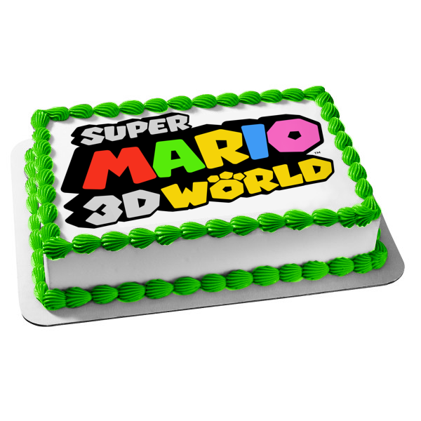 Super Mario 3D World Logo Edible Cake Topper Image ABPID53944