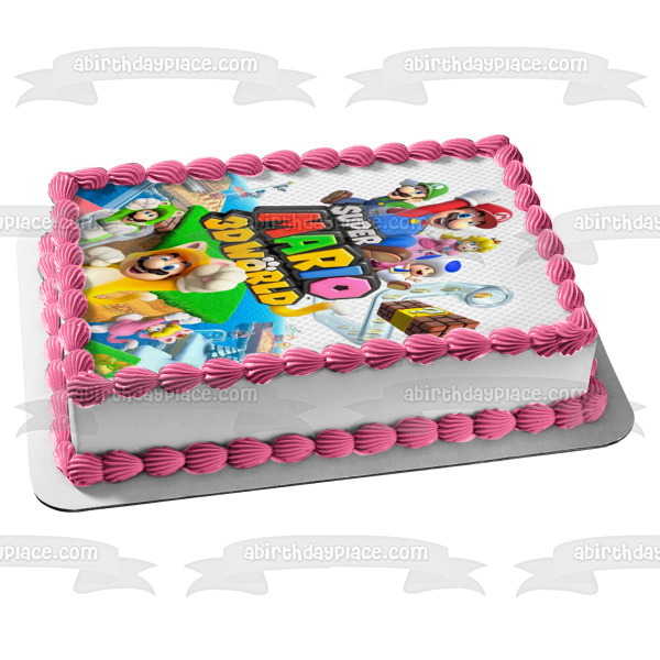 Super Mario 3D World Luigi Toad Princess Peach Edible Cake Topper Image ABPID53945