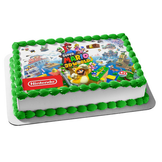 Super Mario 3D World Luigi Toad Princess Peach Edible Cake Topper Image ABPID53947