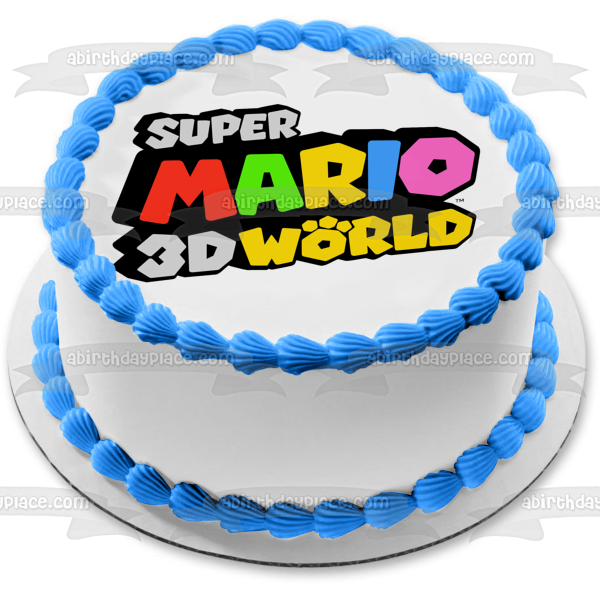 Super Mario 3D World Logo Edible Cake Topper Image ABPID53944