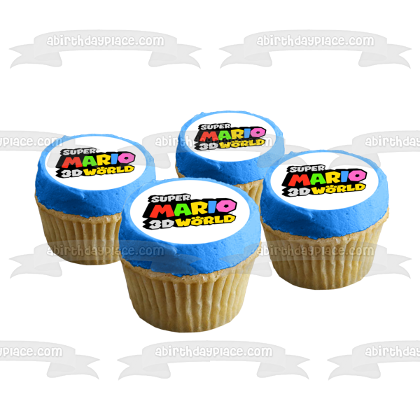 Super Mario 3D World Logo Edible Cake Topper Image ABPID53944