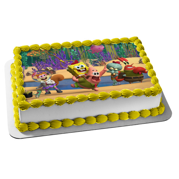 Kamp Koral: Spongebob's Under Years Patrick Sandy Mr. Krabs Squidword Edible Cake Topper Image ABPID53861