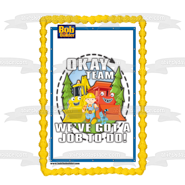 Bob the Builder Okay Team We've Got a Job to Do Scoop Muck Pilchard the Cat Edible Cake Topper Image ABPID09904