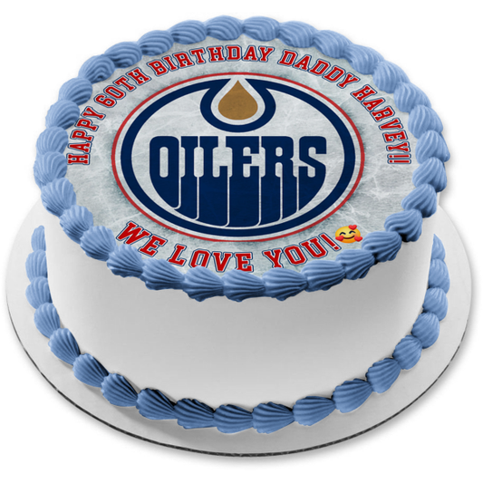 Edmonton Oilers Logo NHL National Hockey League Edible Cake Topper Image ABPID07995