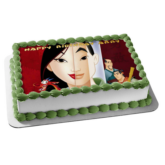 Mulan Sword Red Background Edible Cake Topper Image ABPID00812