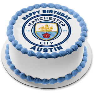 Manchester City Football Club Logo Soccer Edible Cake Topper Image ABPID21850
