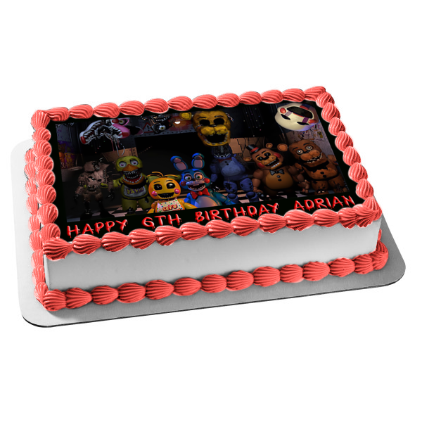 Five nights at Freddy's FNaF 2 party edible cake image topper frosting  sheet