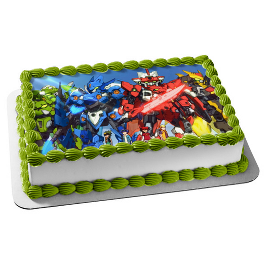 Tenkai Knights Bravenwolf Tenkai Firestorm Dromus Tenkai Whirlwind Tributon Tenkai Iceblast Edible Cake Topper Image ABPID10015
