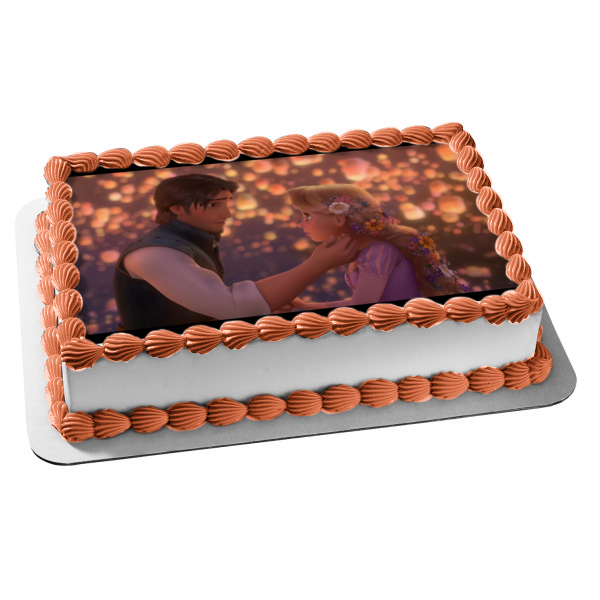 Disney Tangled Rapunzel Flynn Rider Romantic Moment Edible Cake Topper Image ABPID09272
