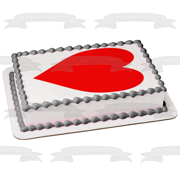 Red Heart Edible Cake Topper Image ABPID10078