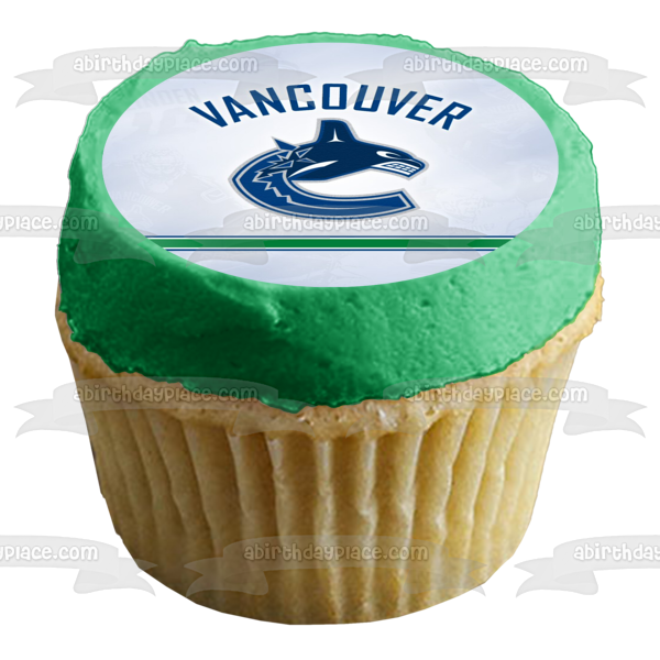 Vancouver Canucks Logo Sports Professional Ice Hockey Team Vancouver British Columbia Pacific Division Western Conference National Hockey League NHL Edible Cake Topper Image ABPID09275