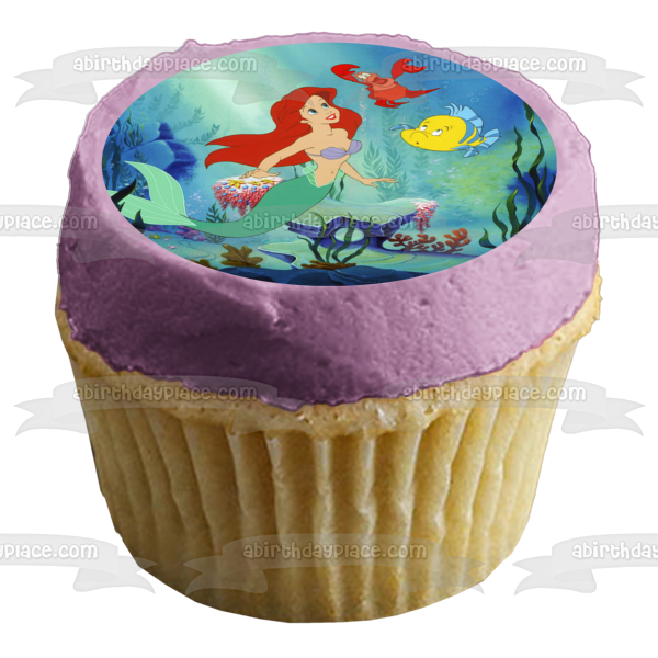 Disney the Little Mermaid Ariel Flounder Sebastian Edible Cake Topper Image ABPID09276