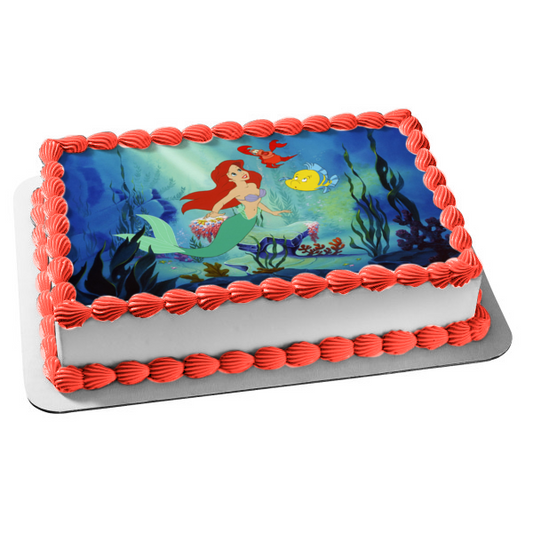 Disney the Little Mermaid Ariel Flounder Sebastian Edible Cake Topper Image ABPID09276
