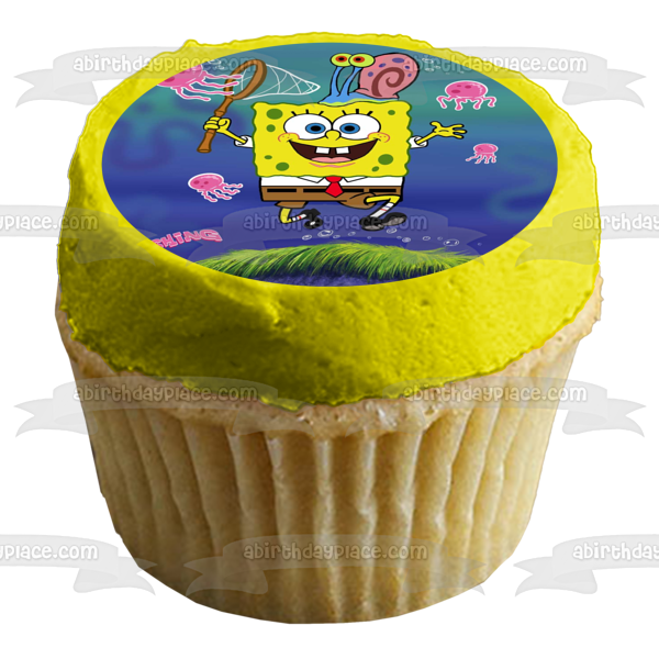 SpongeBob SquarePants Sponge Bob Square Pants Catching Jellyfish Edible Cake Topper Image ABPID09284