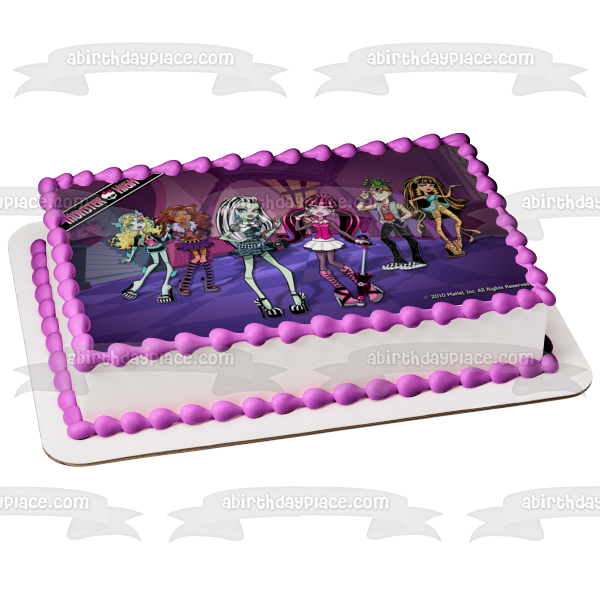 Mattel Monster High Frankie Stein Draculaura Clawdeen Wolf Cleo De Nile Lagoona Blue Edible Cake Topper Image ABPID09289