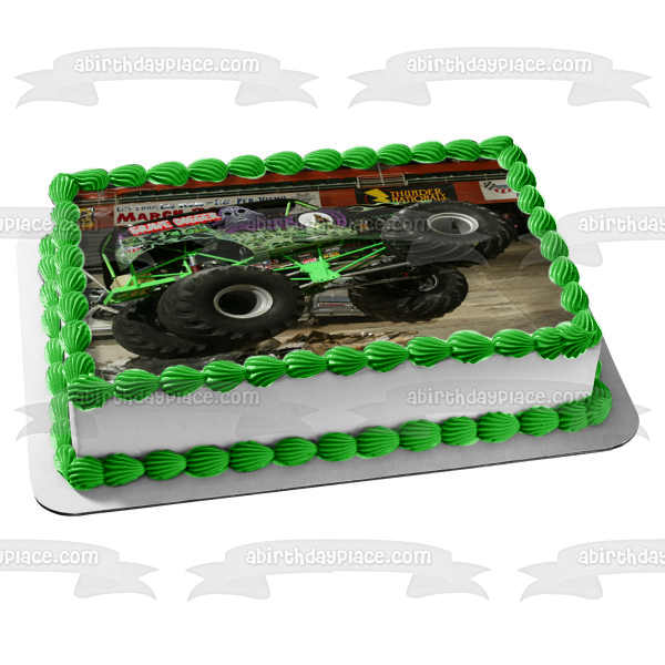 Monster Trucks Grave Digger Crushing Cars Edible Cake Topper Image ABPID09296