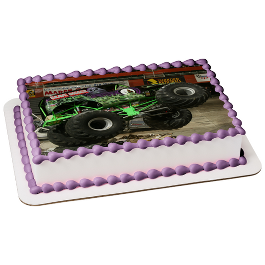 Monster Trucks Grave Digger Crushing Cars Edible Cake Topper Image ABPID09296
