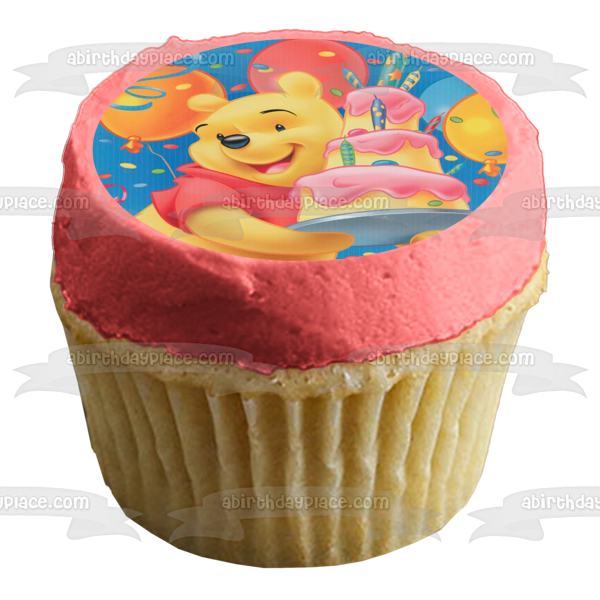 Disney Winnie the Pooh Pooh Bear Cake Balloons Edible Cake Topper Image ABPID09299