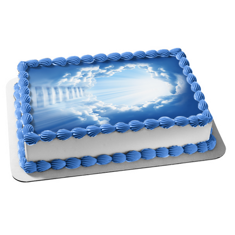 Stairway Sunlight Clouds Blue Sky Edible Cake Topper Image ABPID10130