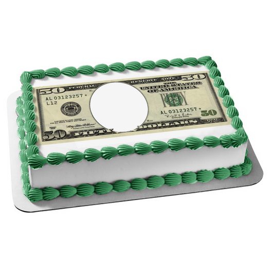 50 Dollar Bill the United States of America Edible Cake Topper Image Frame ABPID09361