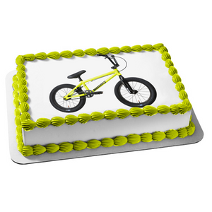 Yellow and Black Bicycle Edible Cake Topper Image ABPID09371