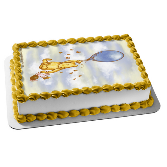 Disney Winnie the Pooh Piglet Balloon Honey Bees Sky Background Edible Cake Topper Image ABPID10249