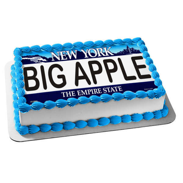 New York License Plate Big Apple the Empire State Edible Cake Topper Image ABPID10505