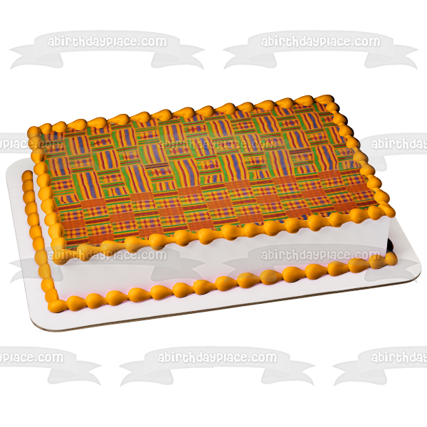Kenya Kente Cloth Background Edible Cake Topper Image ABPID10297