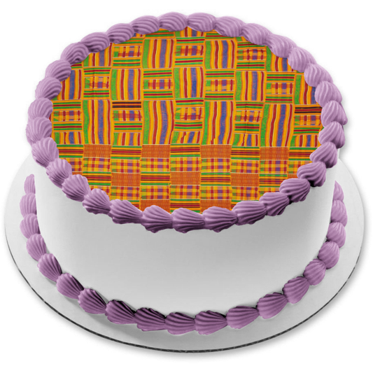 Kenya Kente Cloth Background Edible Cake Topper Image ABPID10297