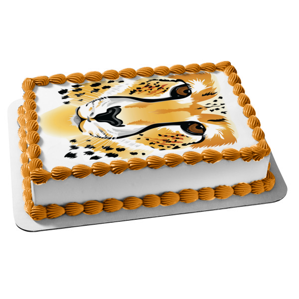 Cheetah Face Edible Cake Topper Image ABPID10575