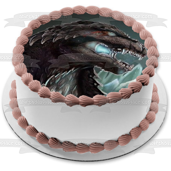 Godzilla Black Background Edible Cake Topper Image ABPID10351