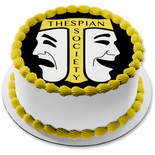 Imagen de decoración comestible para tarta comestible con el logotipo de la Sociedad Internacional de Teatro, Sociedad de Honor, Escuela Secundaria, ABPID10398 